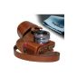 MegaGear leather camera bag SLR for Sony Alpha A5000, A5100 with Sony 16-50mm Lens OSS (Tan) (Electronics)