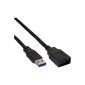 InLine USB 3.0 Cable, A Male / Female, black, 1m (Personal Computers)