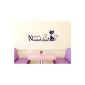 Wall Decal tattoo wall sticker decoration for kitchen saying sweet tooth cat (size = 77x30cm // color = 040 violet)