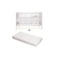 Crib (120 x 60 cm) Ecological and transformable - First Prize MATTRESS + Aloe Vera + Free Shipping - White (Baby Care)