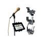 Personalized ChargerCity Music / Tablet microphone stand mount with multi directional adjustment support for Apple iPad New MINI Google Nexus 7 Kinle fire BN Nook Color HD Samsung Galaxy Tab 7 7.7 and 7 other 