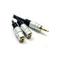 Pure copper OFC HQ 3.5mm plug to 2 x sockets Cable Distribution Y-adapter cable Gilded 30cm (Electronics)