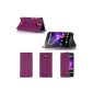 Wiko Wax 4G purple Ultra Slim Leather Case Luxury Style with stand - Flip Cover Case Folio protective shell smartphone Wiko Wax violet - Accessories pouch XEPTIO: Exceptional box!  (Electronic devices)