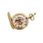 Mechanical pocket watch in gold with a clear view of the mechanics (clock)