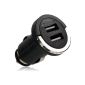 Wicked fast double Chile car charger adapter 12V / 24V, 2100mA, 2 USB for Apple iPad 1/2/3/4 iPad mini and iPhone 4S / 5 (Black) (Accessory)