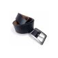 Minott women / men belts 4,3cm Leather Black Buckle distressed 22232 (Textiles)