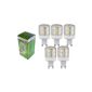 Trango® 5-pack LED G9 Lamp Power 17x SMD warm white 3000K LED Light Bulb Lamp 230V directly