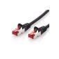 deleyCON CAT6 Patch Cable - S-FTP PIMF [0.5m] CAT.6 Network Cables / Ethernet Cable [Black] double shielded - plated connection (electronic)