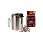 Melitta Bella Crema Selection 100% Arabica Whole Bean 1kg package + stainless steel box for 1 kg of coffee beans with New Silicabag by Conny Clever® to preserve the flavors of James Premium® (household goods)
