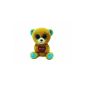 TY 7136119 - Bavaria - Bear with glitter eyes, Glubschi, 15 cm, light brown / blue with red heart (Toys)