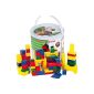 Holzbausteine ​​SET, 100 building blocks wooden colorful in drum containers, BE-44025 (Toys)