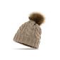 CASPAR ladies lined winter hat / Cable Knit Hat and large fur Bommel - many colors - MU104 (Textiles)