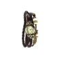 Yesurprise Quartz Watch with Vintage Leaf Knitted pendant leather bracelet Classic Bronze dial 6 colors dark -Brown (Watch)