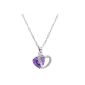 VIKI LYNN 925 Sterling Silver Purple Austrian crystal heart-shaped 925 sterling silver necklace 18 