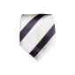 White Silver Purple XL necktie 100% silk tie (extra long 165cm) by Paul Malone (Textiles)