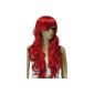 Qiyun Long Waves Big Waves Bright Red Ramp Synthetic Hair Fringe Costume Cosplay Wig Anime Complete (Health and Beauty)