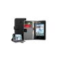 Black leather wallet Hinged Case Cover for LG E400 Optimus L3 - Flip Case Cover + 2 Screen Protector (Wireless Phone Accessory)
