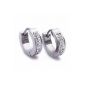 BYU 1 pair of earrings stainless steel hoop earrings Paris silver with crystals (jewelry)
