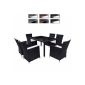 Wicker garden furniture in Black - Set 6 Black Chairs 58 x 57.5 x 84 cm - Black Table 130 x 90 x 75 cm - VARIOUS COLORS