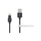 【】 MFi Licensed - Veetop ® 8-Pin 5,9ft / 1.8m Sync Charger USB Data Cable for iPhone Lightning 6, 6 Plus, 5, 5c, 5S, iPad Air, iPad Retina, iPad mini, iPad Mini Retina, iPod Nano 7, iPod Touch 5 (with Velcro) (1.8m, Black) (Wireless Phone Accessory)