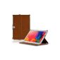 MANNA UltraSlim Samsung Galaxy NotePro 12.2 and 12.2 TabPRO Case | Case leatherette, brown with contrasting stitching | Deployable pocket | CleverStrap hand strap | Auto Sleep function | Cover (Electronics)