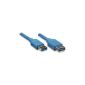 Extension USB 3.0 Connector A to Socket A, blue, 1m, Good Connections® (Electronics)