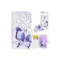 Ancerson® shell for Samsung Galaxy S5 SV i9600 Book Style Flip foil wallet purse wallet card slots fabric PU Leather Protector Protector Case (Note: It is normal that some blinking flash powder fail) (Blue Purple Butterfly) (Electronics)