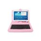 Pink imitation leather case + integrated QWERTY keyboard (French) and port maintenance for tablets Samsung Galaxy Tab 3 P5200 / P5210 / P5220, Score Edition 2014 (SM-P600) and Tab Pro 10.1 