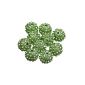 Lot of 10 beads Shamballa Style Crystal Rhinestones 10mm - Green (Jewelry)