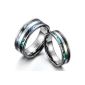 JewelryWe jewelery 1 pair tungsten tungsten carbide polished abalone shells inlay Partner rings Friendship Rings Wedding Rings Wedding Rings Engagement rings band silver, with gift bag (Please enter the ring sizes in the gift message or directly send email) (Jewelry)