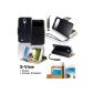 SAVFY® 3in1 Deluxe Case Cover Galaxy S4 S-View Flip Cover PU Leather Wallet + PEN + SCREEN FILM OFFERED!  Lot Accessories Protective Pouch Case Cover For Samsung Galaxy S4 GT-i9500 i9505 - Black (Electronics)
