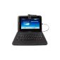 Black Leather Look Case with Integrated QWERTY keyboard (French) + port maintenance for Asus VivoBook S400CA, MeMo Pad and EEE Pad T