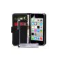 Yousave Accessories AP-GA01-Z977P Leather Case with Stylus for iPhone 5C Black (Accessory)