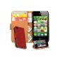 OneFlow Premium WALLET Case / Cover / Protective pouch wallet design with stand function - for Apple iPhone 4 / 4S - Red (Electronics)