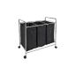 Laundry Sorter with 3 drawers on casters fabric color: black