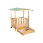 TecTake® sandpit with roof Playhouse patio wooden sunshade sandbox (Toys)