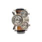 Pixnor Oulm 1167 fashion waterproof three times display sports quartz wrist watch with PU strap (white) (clock)