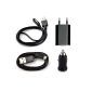 4 in Set 1 meter magnetic charging cable + power supply + car adapter + Micro USB Charging Cable for Sony Xperia Z3, Z3 Compact, Z3 Compact Tablet in Black (Electronics)