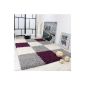 Shaggy rug, high pile shaggy patterned in diamonds Lilac White, Size: 230x320 cm