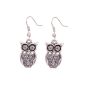 Amybria Jewelry Tibetan Silver antique wire mesh ear owl motif Hook Earring for women (Jewelry)