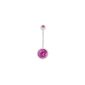 Navel piercing jewelry Pregnancy Bioflex banana, pink stones (jewelery)