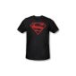 Superman - - red on black plate Slim Fit Adult T-Shirt in Black, Medium, Black (Kitchen)
