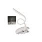 Mudder Table 3 Level LED Desk Lamp Touch Control lamp adjustable brightness sensor with oval clip Rechargeable Lithium Battery Energy Saving (white) (Kitchen)