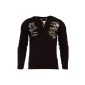 LAB 1928 Men Longsleeve Sweatshirt Japan Style Pullover 2in1 Long Sleeve Hoodie LAB-3008 / black, white, orange, turquoise / S - 5XL (Textiles)