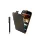 *** Hull Leather Case Cover for Wiko Darkfull and 3 + PEN FILM OFFERED!  *** (Electronic devices)