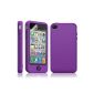 Silicone shell case with touch button for Apple Iphone 4 / 4S purple (Electronics)