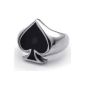 Konov Jewelry Ring Man - Poker Card Spade - Stainless Steel - Rings - Fantasy - Men and Women - Color Black Silver - With Gift Bag - F22686 - Size 62 (Jewelry)