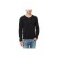 James Tyler Men Fine knit sweater with round neck, button placket and contrasting elbow patches (Textiles)
