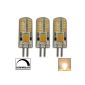 3x G4 LED 3 Watt Warm White Dimmable 12V AC / DC (3 pieces) AC voltage at 48x 3014 SMDs (Epistar) ~ 15W 330 ° pin base lamps lamp base spot halogen replacement halogen lamp