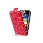 Supergets Red Case for Samsung Galaxy Ace 2 II Bling Bling Pialletten Geblümtmuster leatherette bag Diamond polished shell, screen protector (Electronics)